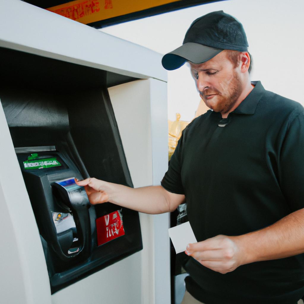 A business owner utilizing a gas card for convenient fuel purchases and efficient expense management.