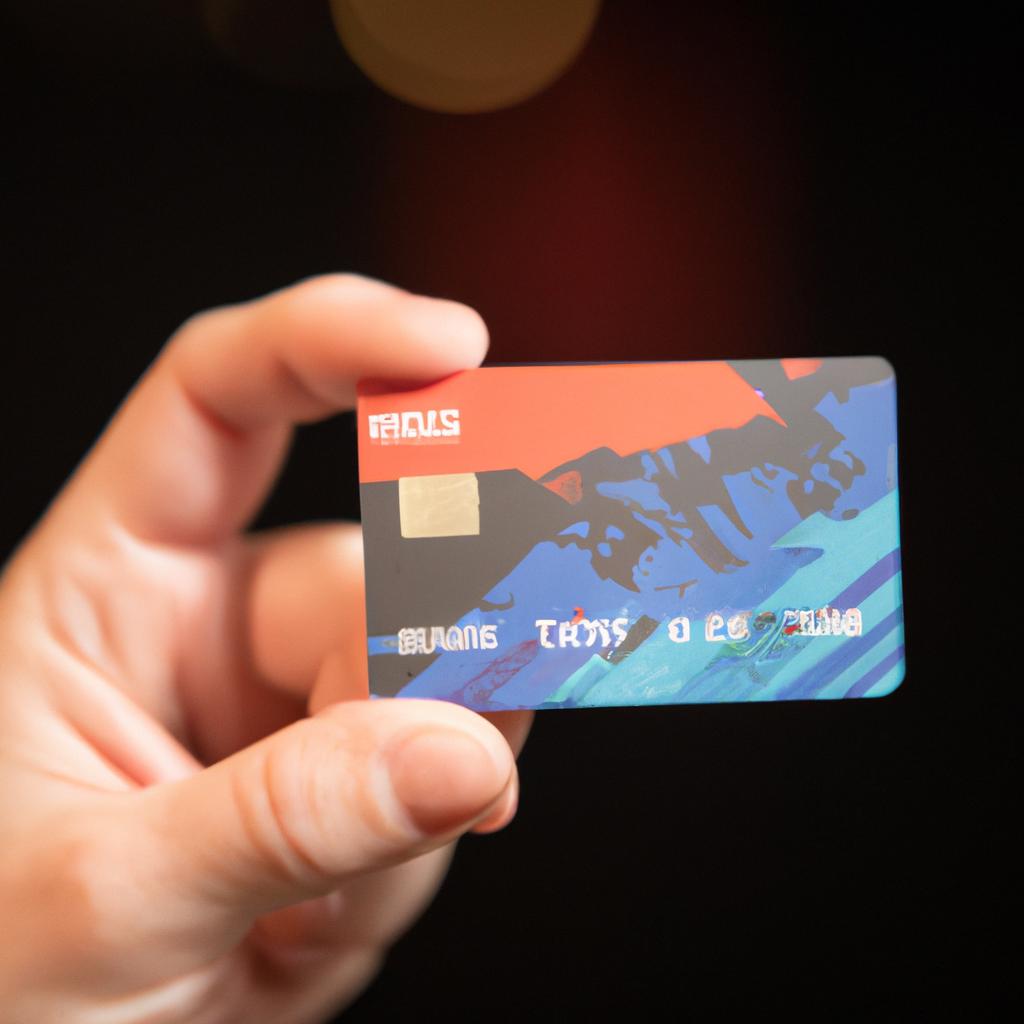A small business owner proudly displays their branded credit card for business transactions.